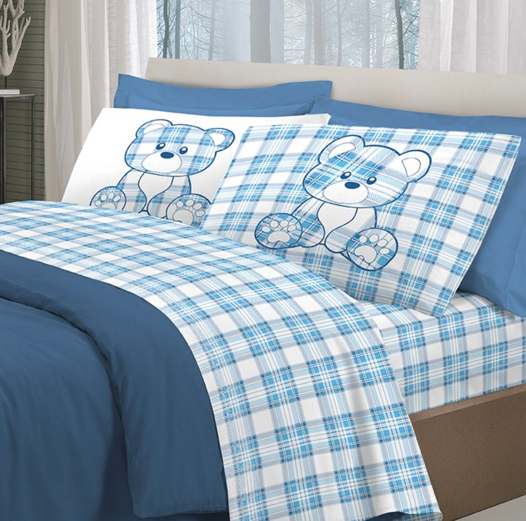 Completo letto TARTAN ORSETTO PRIMAVERA - 4 varianti colore