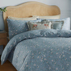 Set Copripiumino matrimoniale FLORAL AZZURRO double face