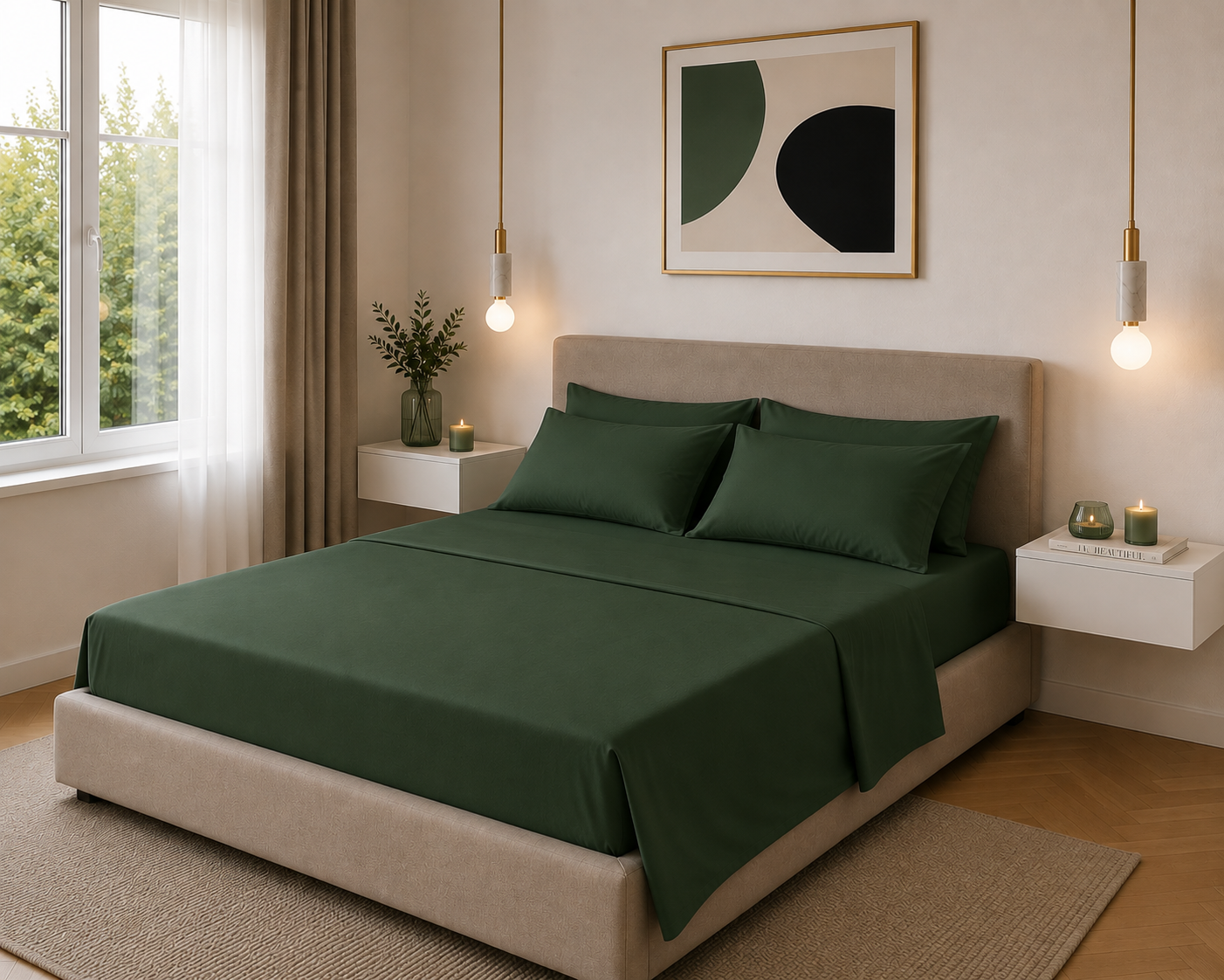 Completo letto tinta unita VERDE BOSCO - 3 misure