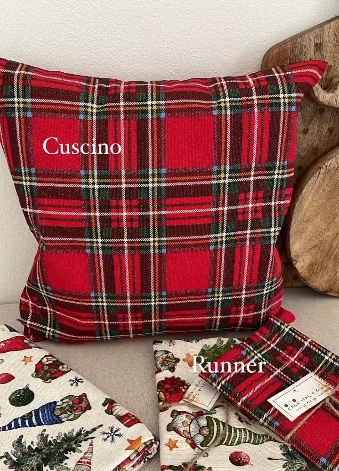 Cuscino TARTAN con brillantini lurex oro ✨