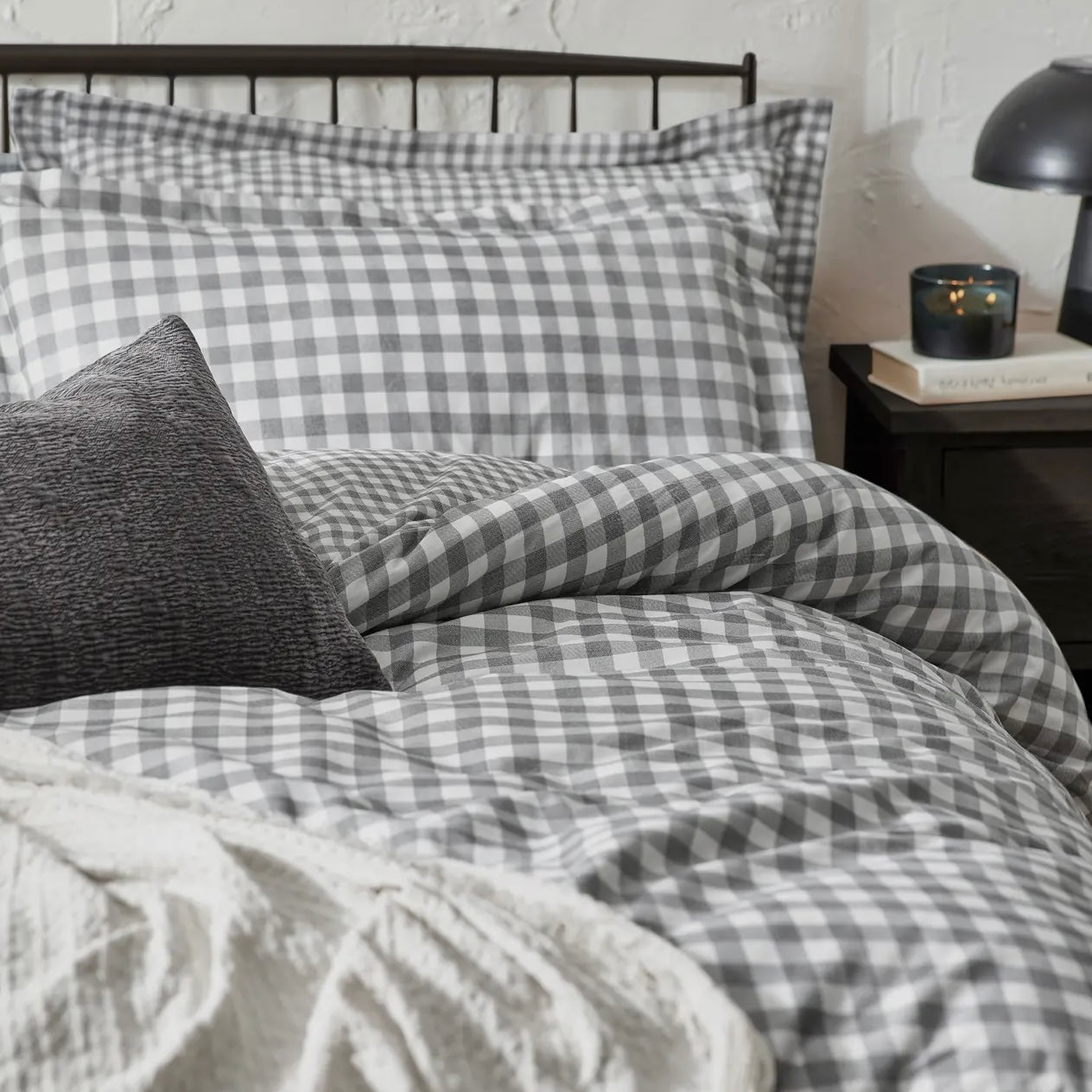 Set Copripiumino matrimoniale VICHY GRIGIO double face