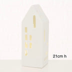 Casetta porcellana Hygge Home con luce a Led - h 14 cm