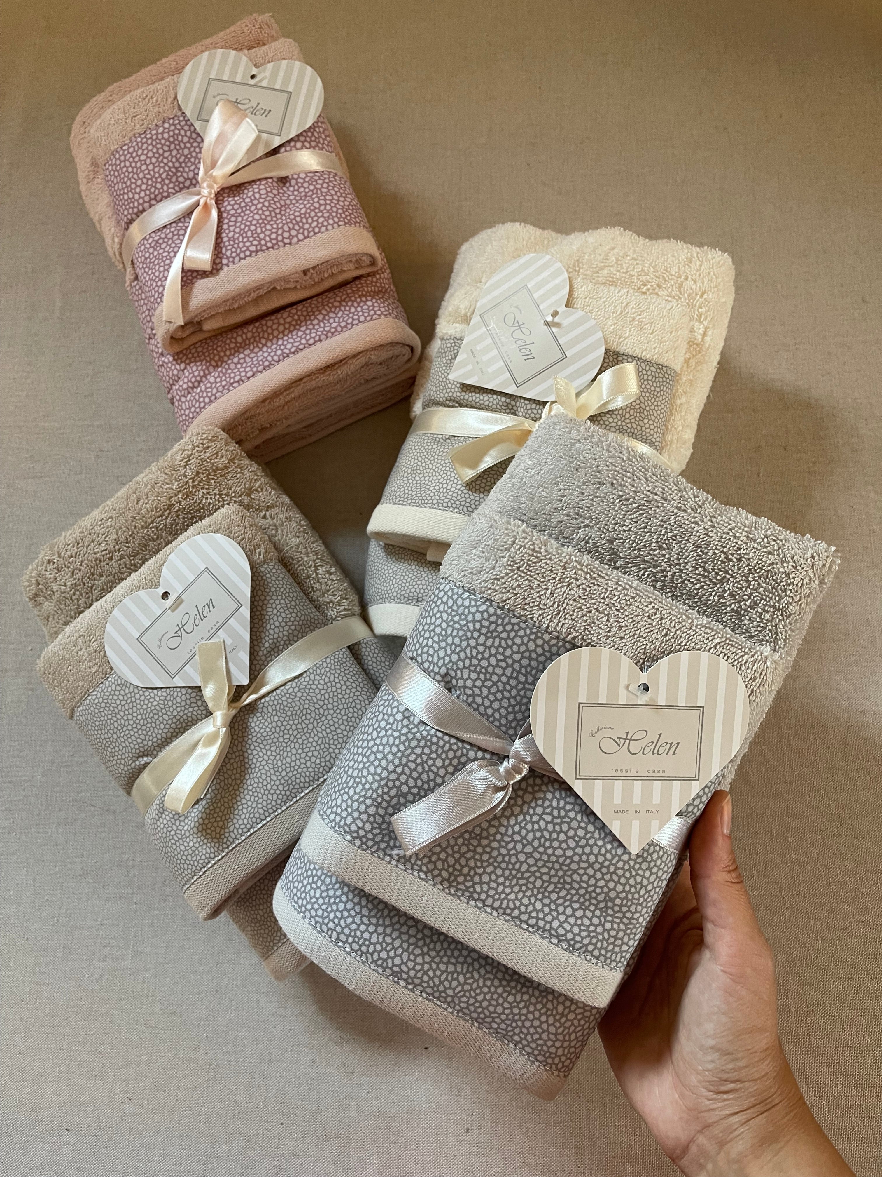 Coppia spugne viso + ospite NEW simil BORBONESE - 4 colori