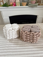 Set 4 lavette con cestino intrecciato