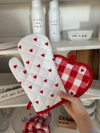 ULTIMI! Set Presina e Guantone CUORICINI rosso