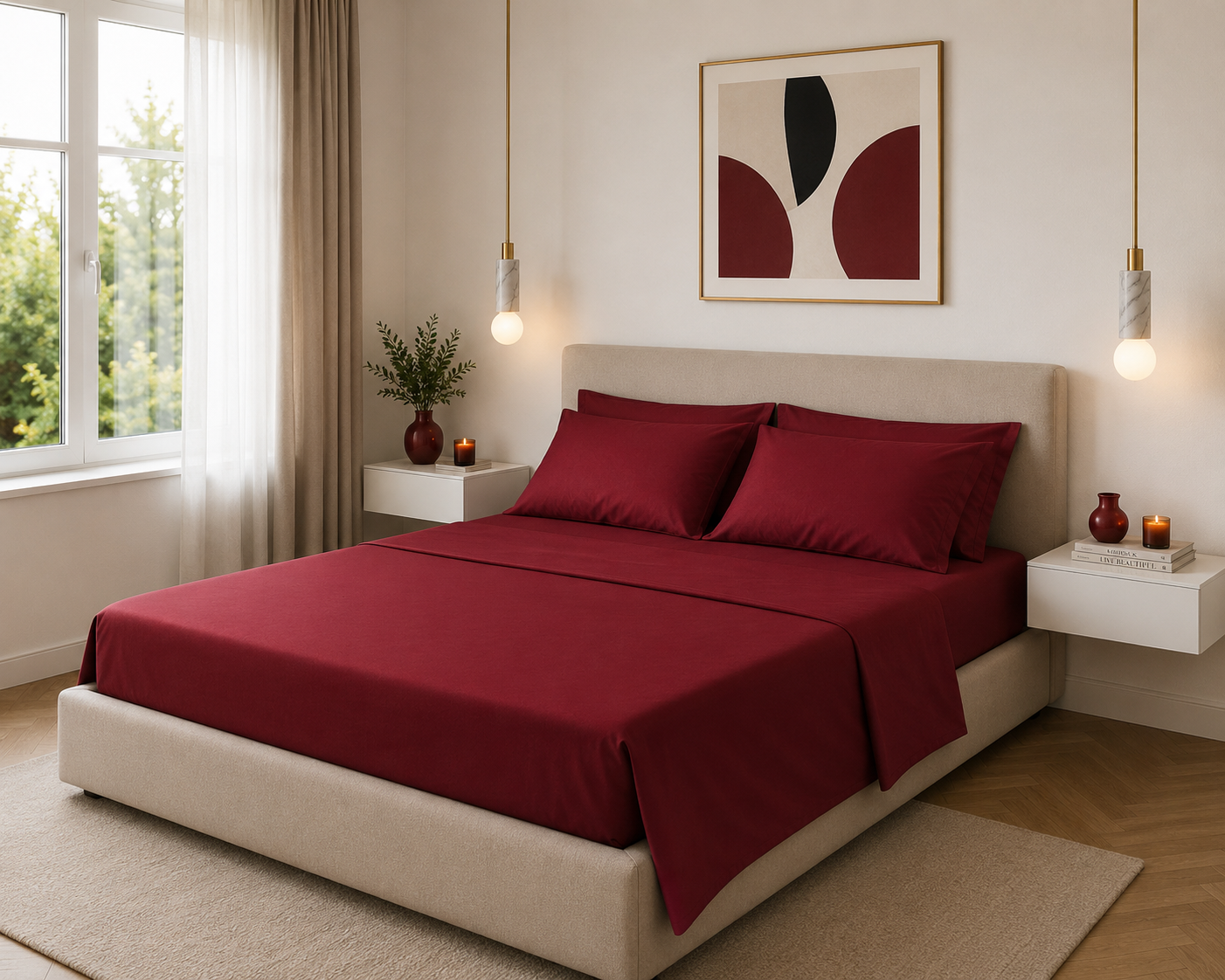 Completo letto tinta unita BORDEAUX - 3 misure