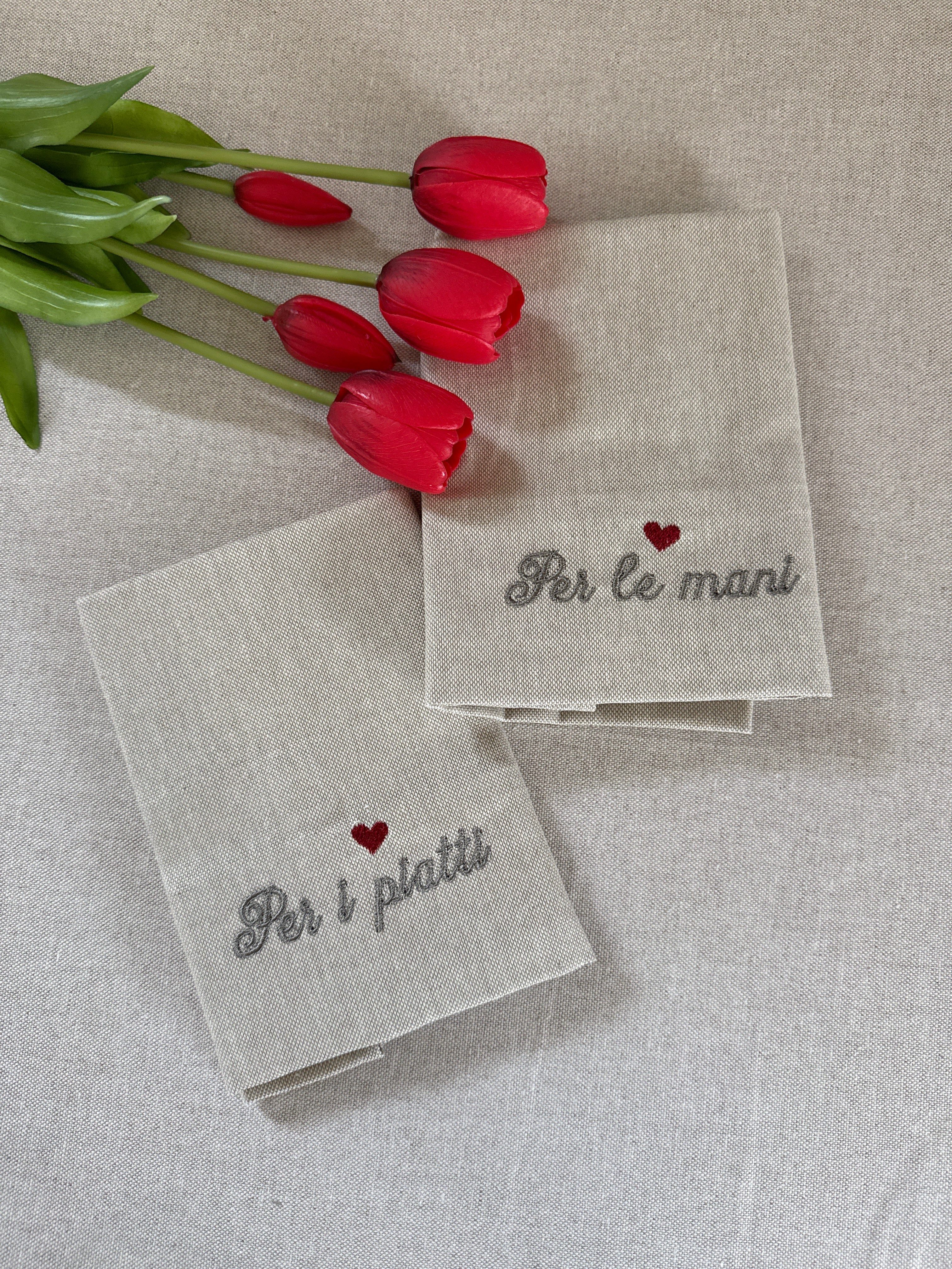 Set 2 Strofinacci PER LE MANI / PER I PIATTI