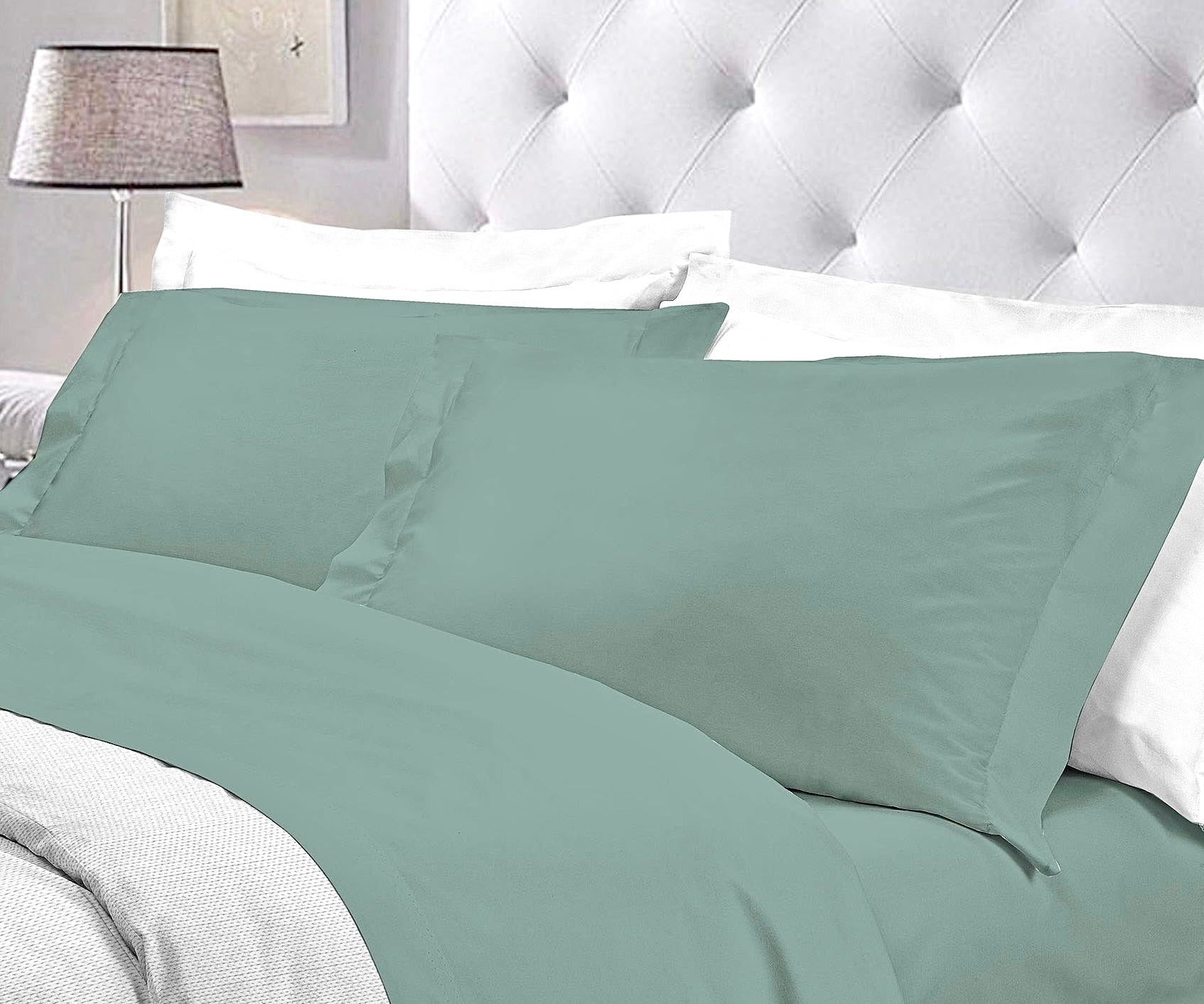 Completo letto tinta unita VERDE SALVIA - personalizzabile