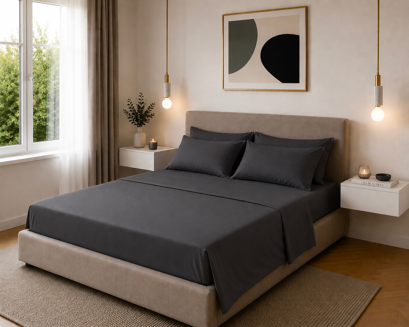 Completo letto tinta unita GRIGIO ANTRACITE - 3 misure