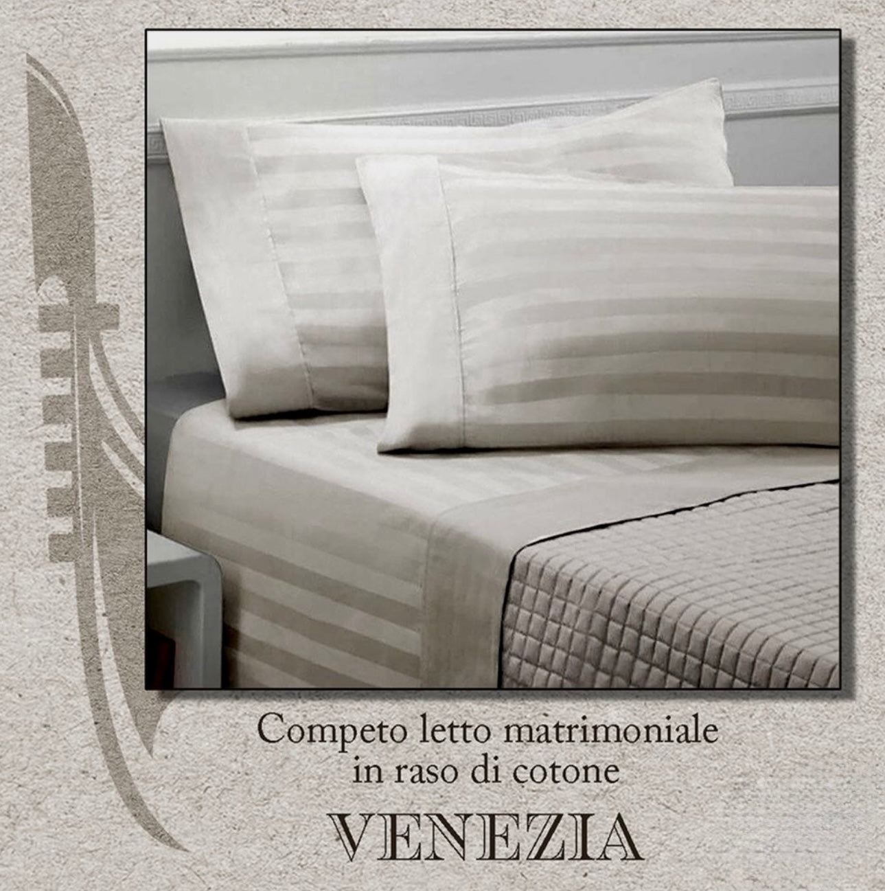 PARURE COPRIPIUMINO matrimoniale in RASO di cotone - VENEZIA - 2 colori