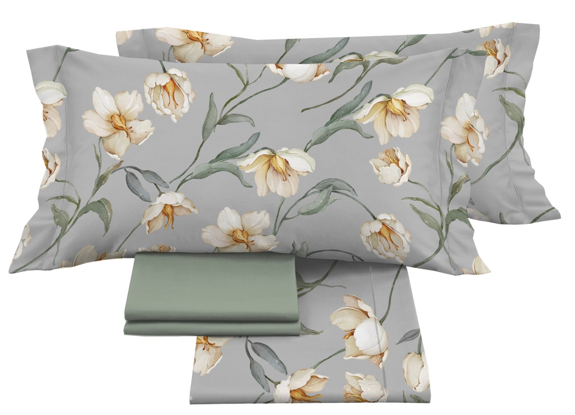 Completo letto matrimoniale in RASO di cotone - LAVINIA