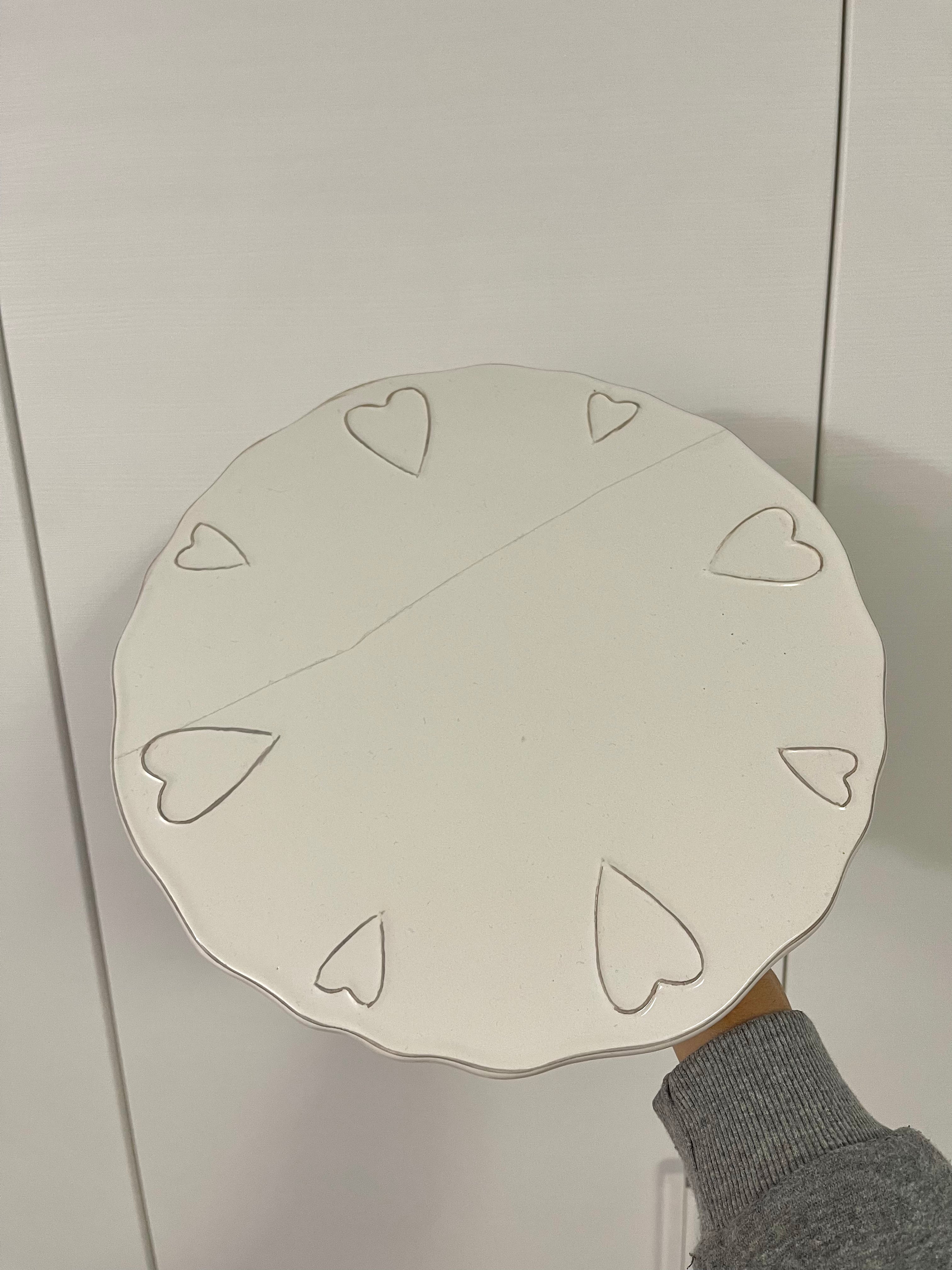 Alzata TORTA in ceramica con cuoricini - fallata