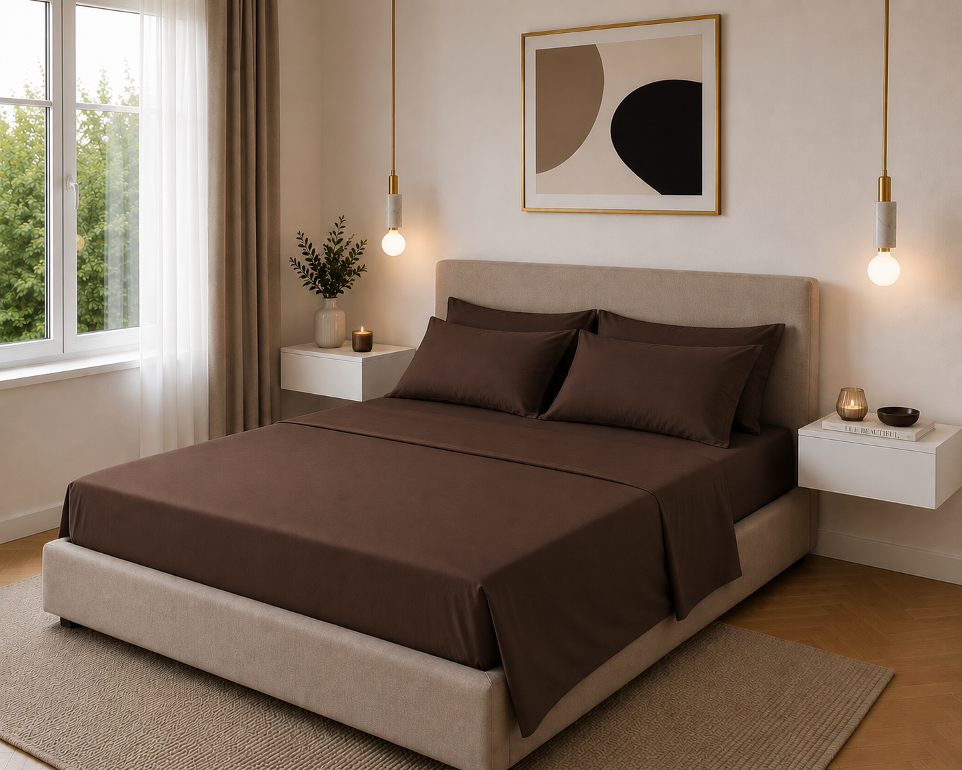 Completo letto tinta unita CIOCCOLATO - 3 misure
