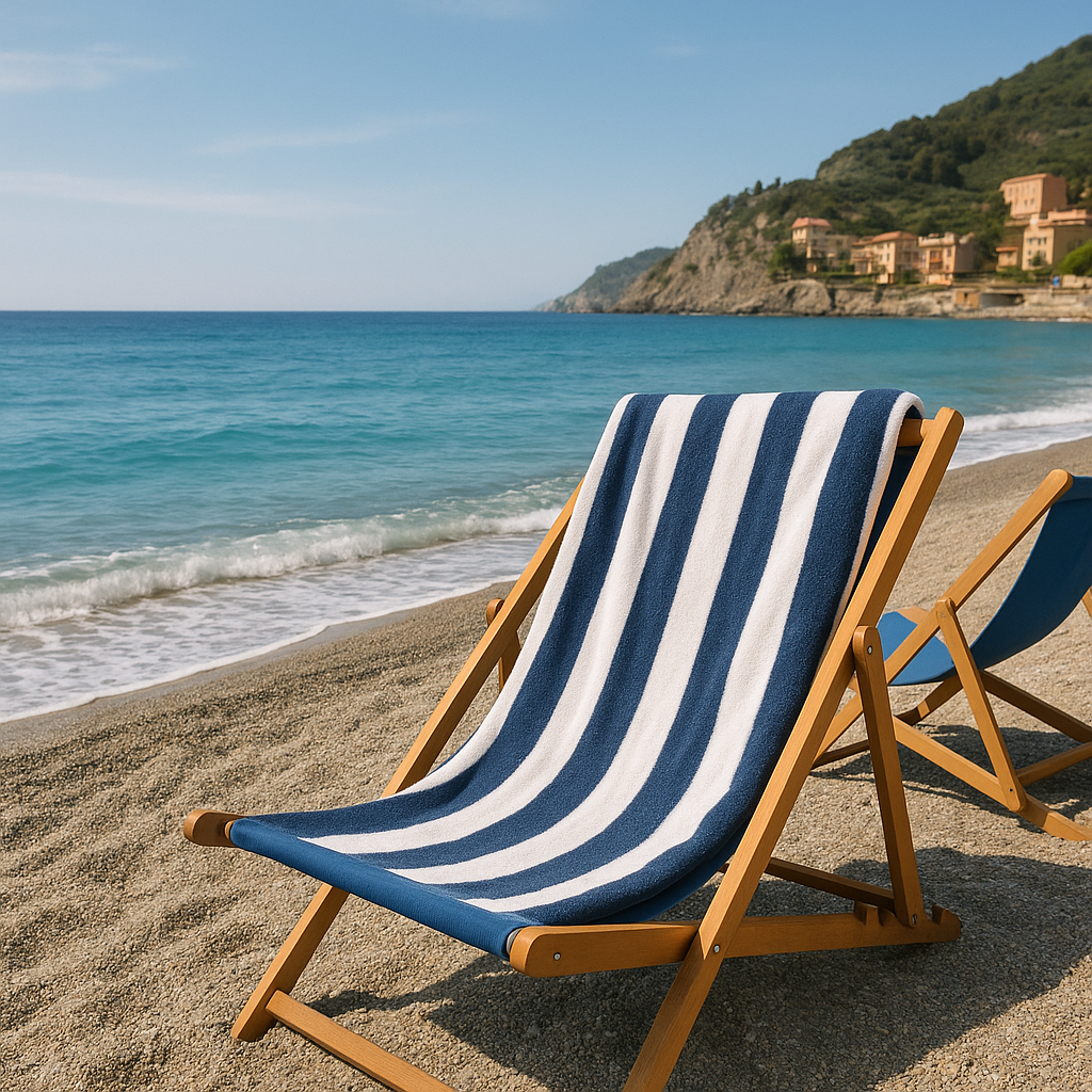 Telo mare spugna velour RIGHE BLU personalizzato