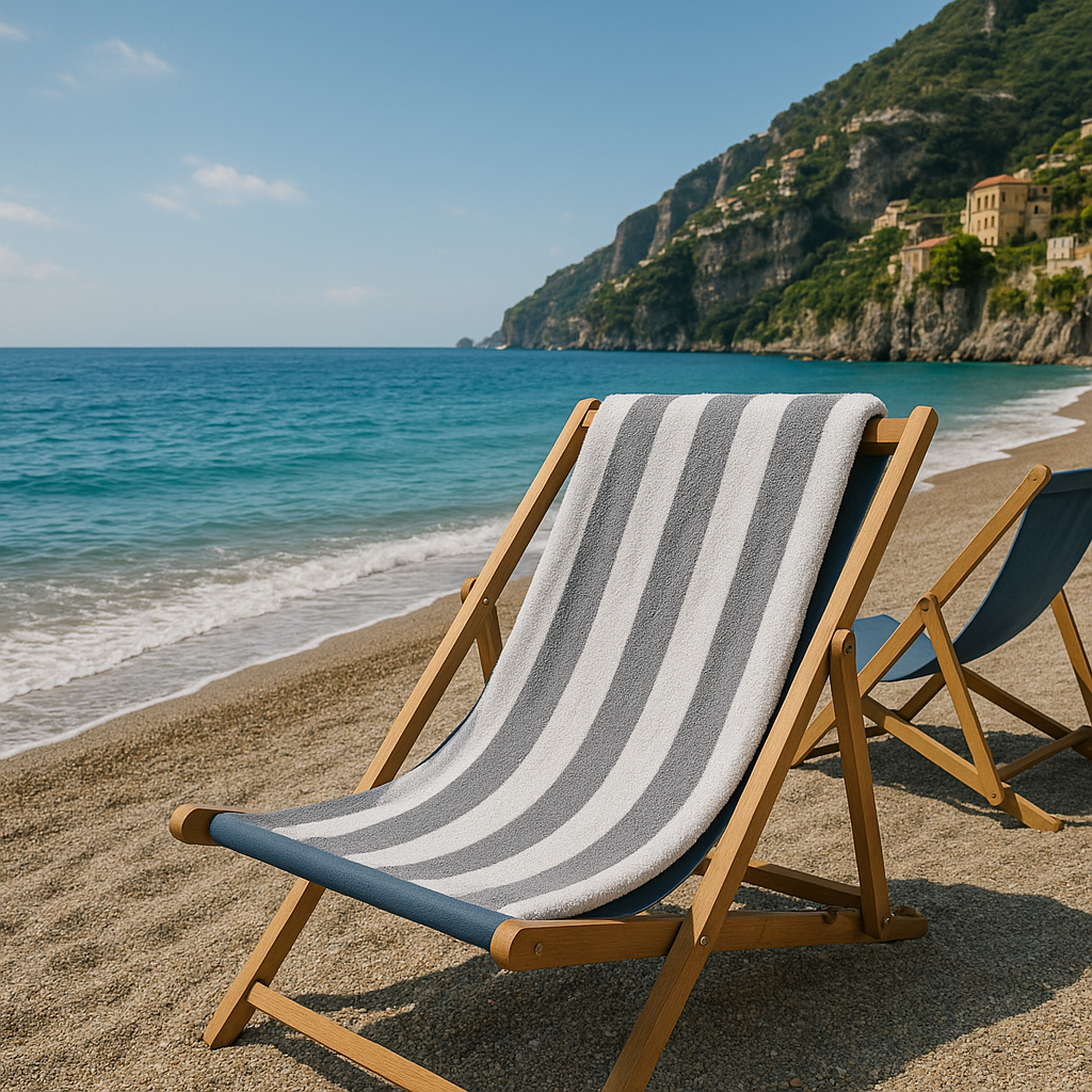 Telo mare spugna velour RIGHE GRIGIE personalizzato