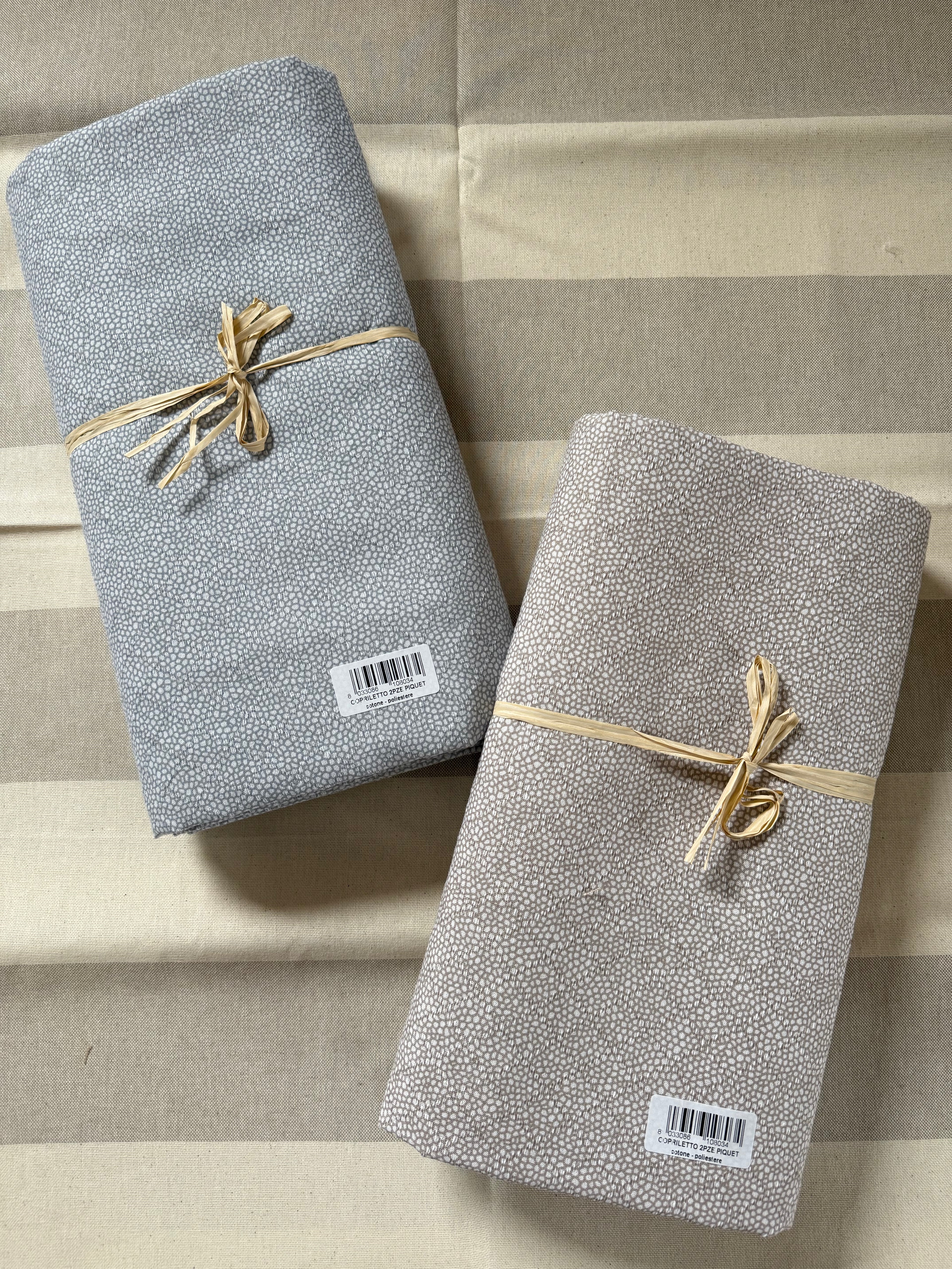 Telo arredo / Copriletto matrimoniale SIMIL BORBONESE in piquet di cotone