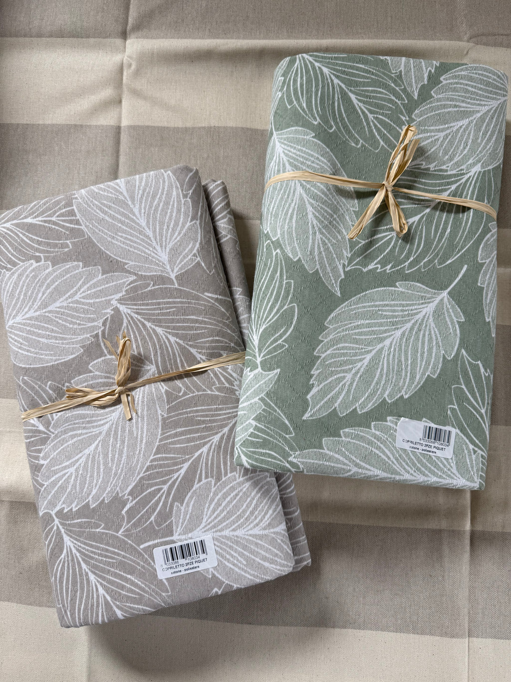 Telo arredo / Copriletto matrimoniale NATURA in piquet di cotone