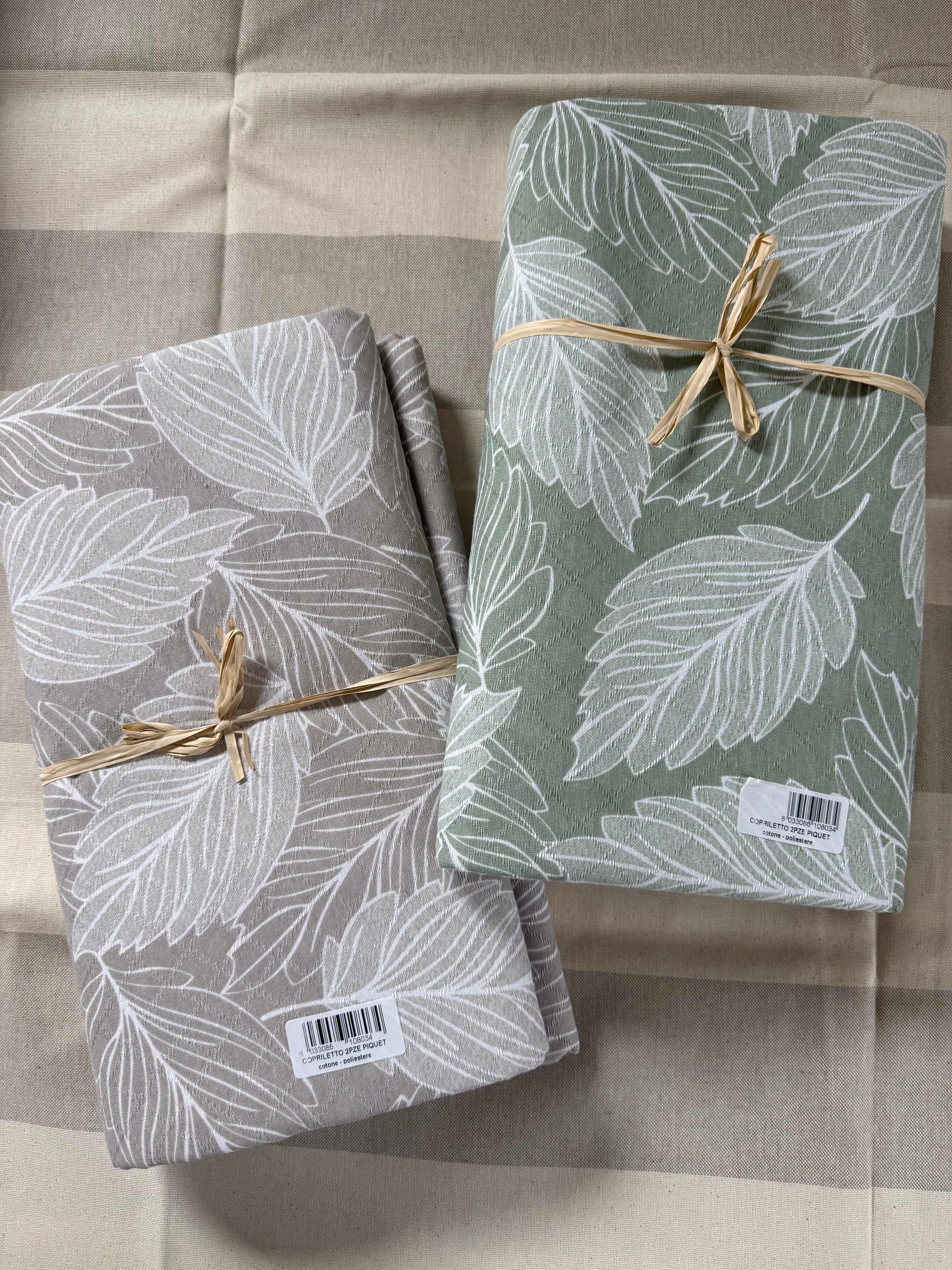 Telo arredo / Copriletto matrimoniale NATURA in piquet di cotone