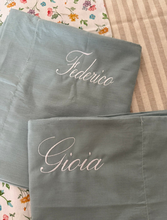Parure copripiumino tinta unita BLU NOTTE - personalizzabile