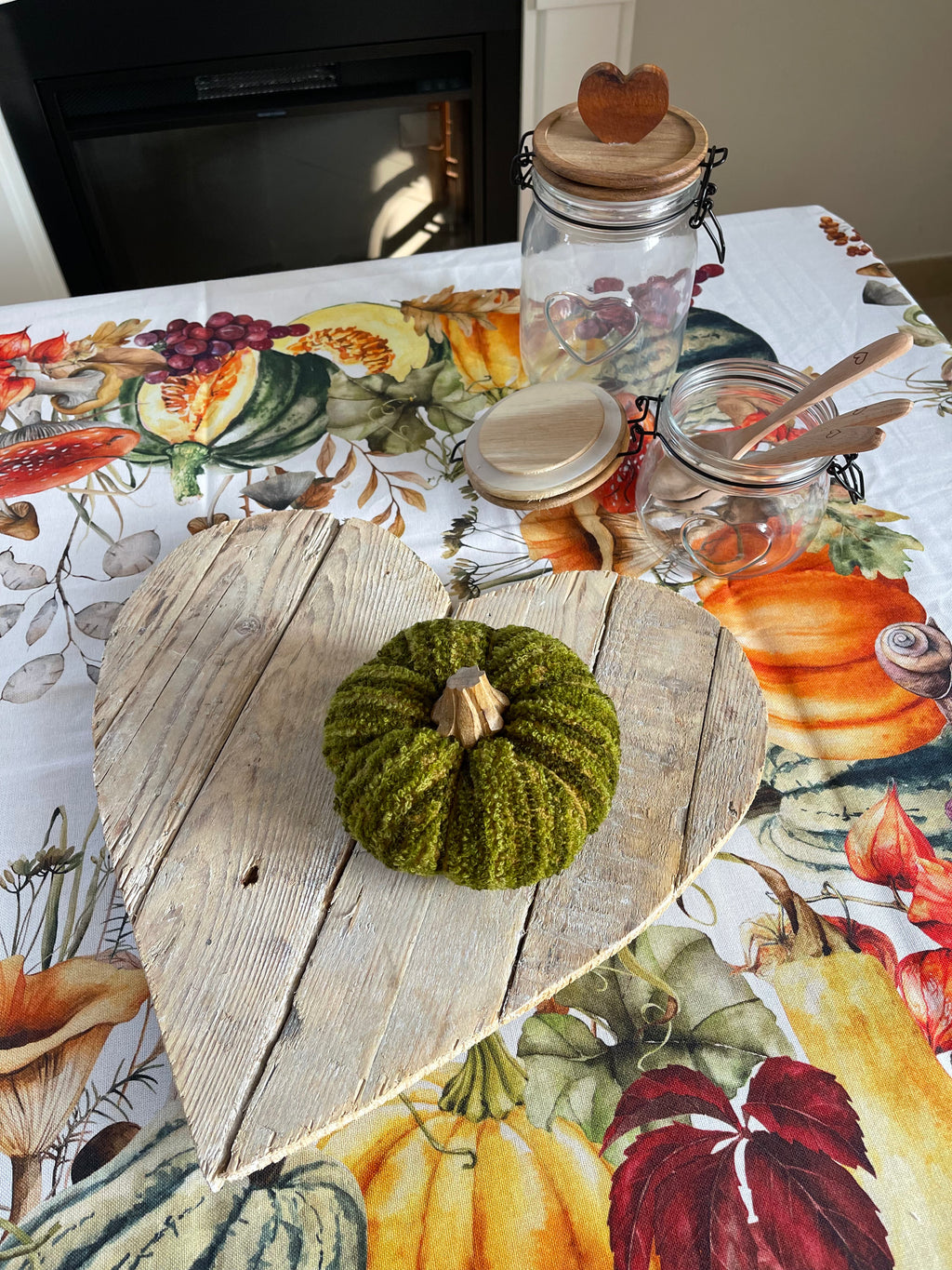 Decorazione ZUCCA VERDE in tessuto bouclè 12X10cm