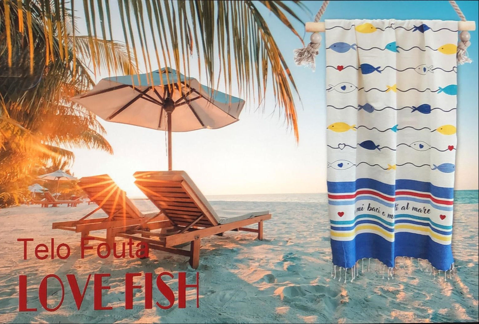Telo mare fouta LOVE FISH