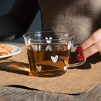 Tazza CUORICINI BIANCHI in vetro borosilicato