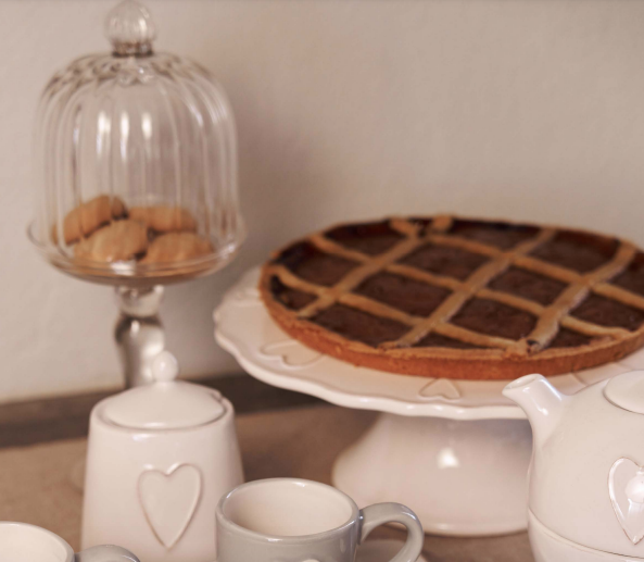 Alzata TORTA in ceramica con cuoricini - fallata