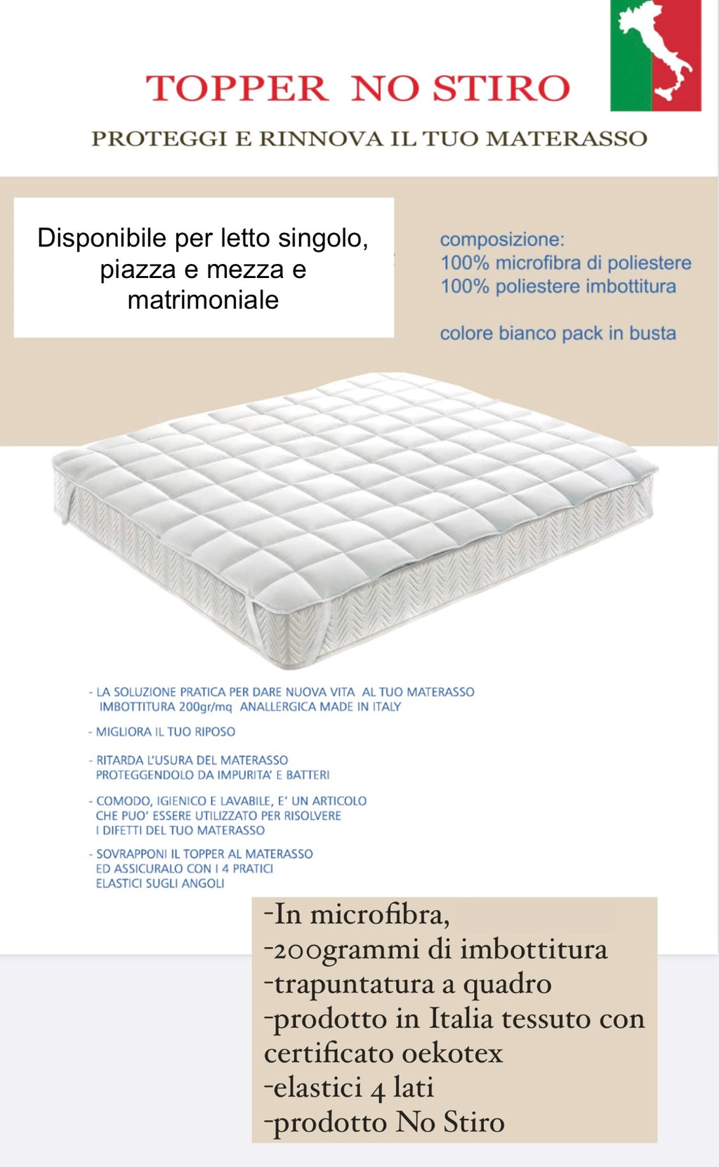 TOPPER letto - 3 misure