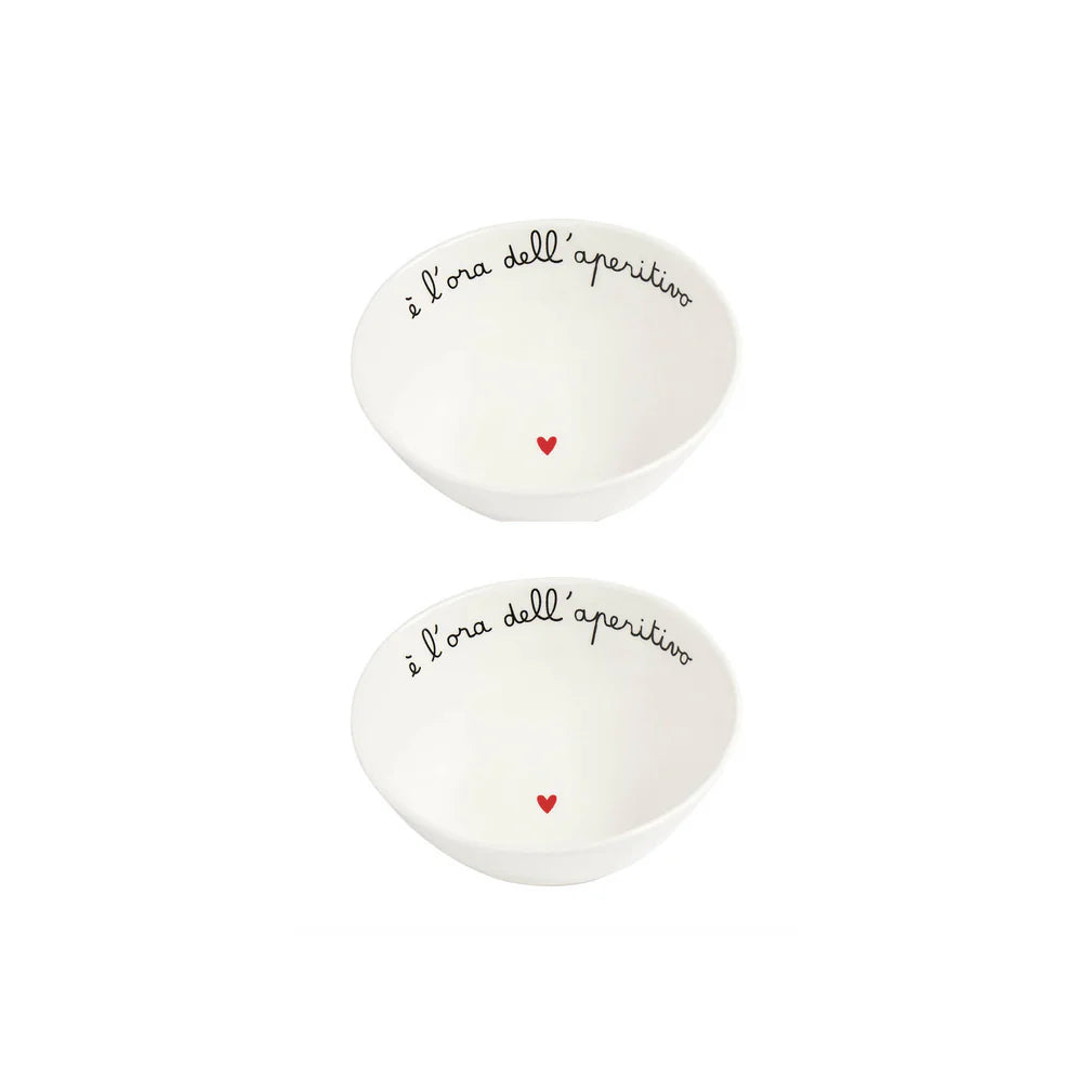Set 2 coppette E' L'ORA DELL'APERITIVO d15cm (GRANDI)