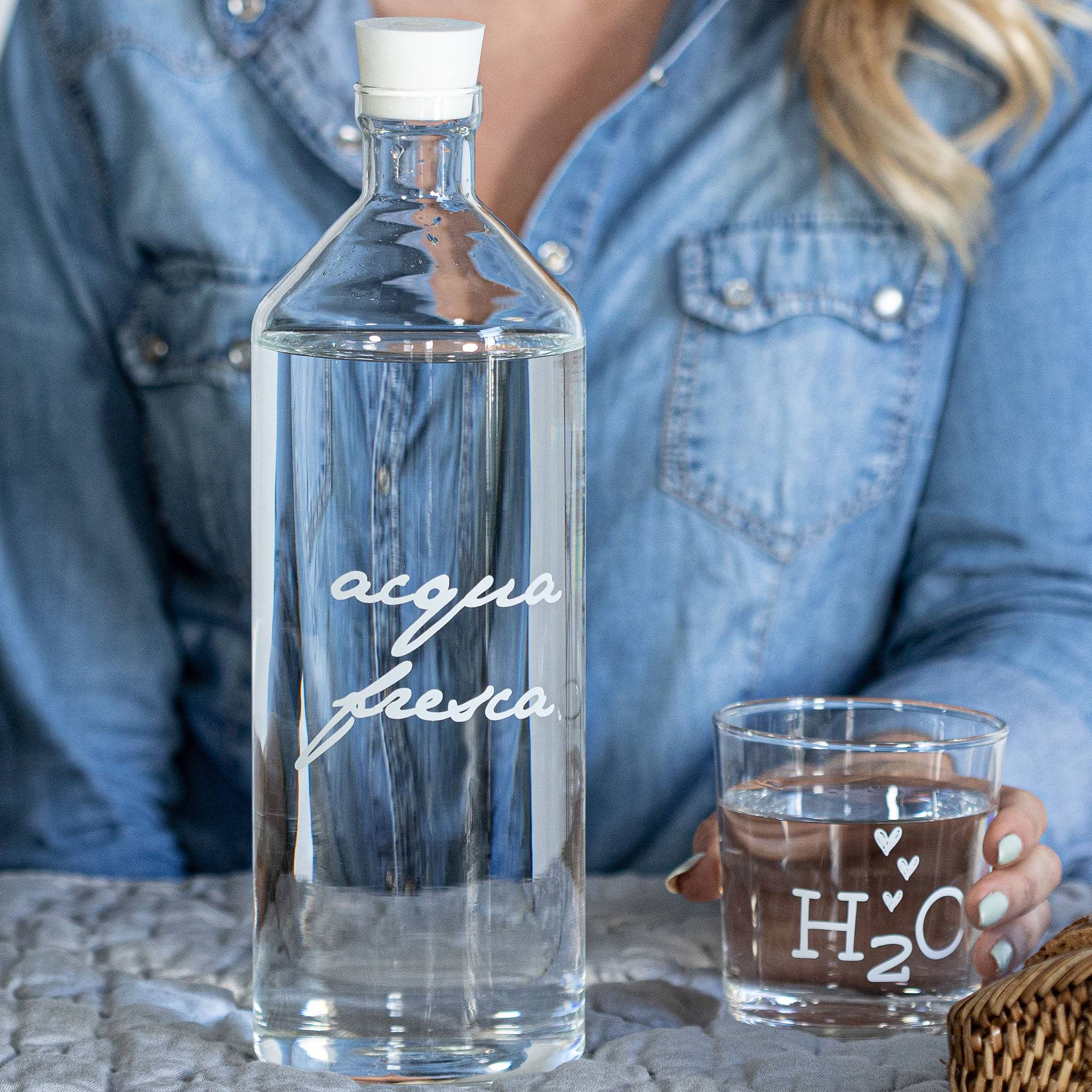 Bottiglia ACQUA FRESCA in vetro borosilicato