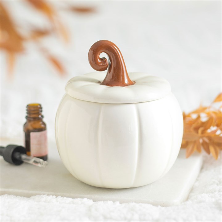 Bruciatore oli profumati / cera di soia CURLY PUMPKIN bianca