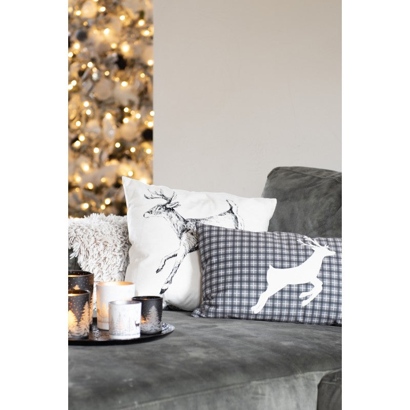 Cuscino ALCE tartan grigio 30x50cm 100% cotone