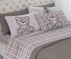 Completo letto flanella TARTAN ORSETTO - 3 varianti colore