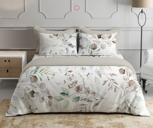 Completo letto FOGLIE matrimoniale in percalle di cotone