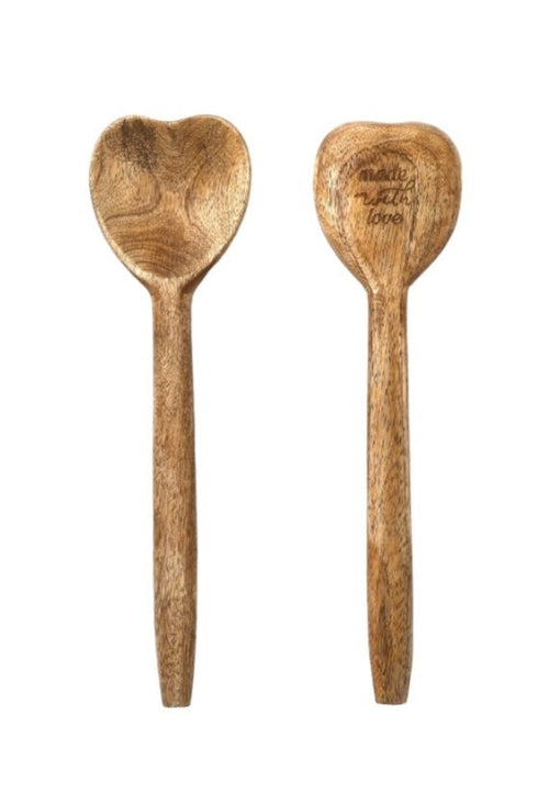 -50% ✨ Set 2 mestoli in legno a forma di cuore MADE W LOVE