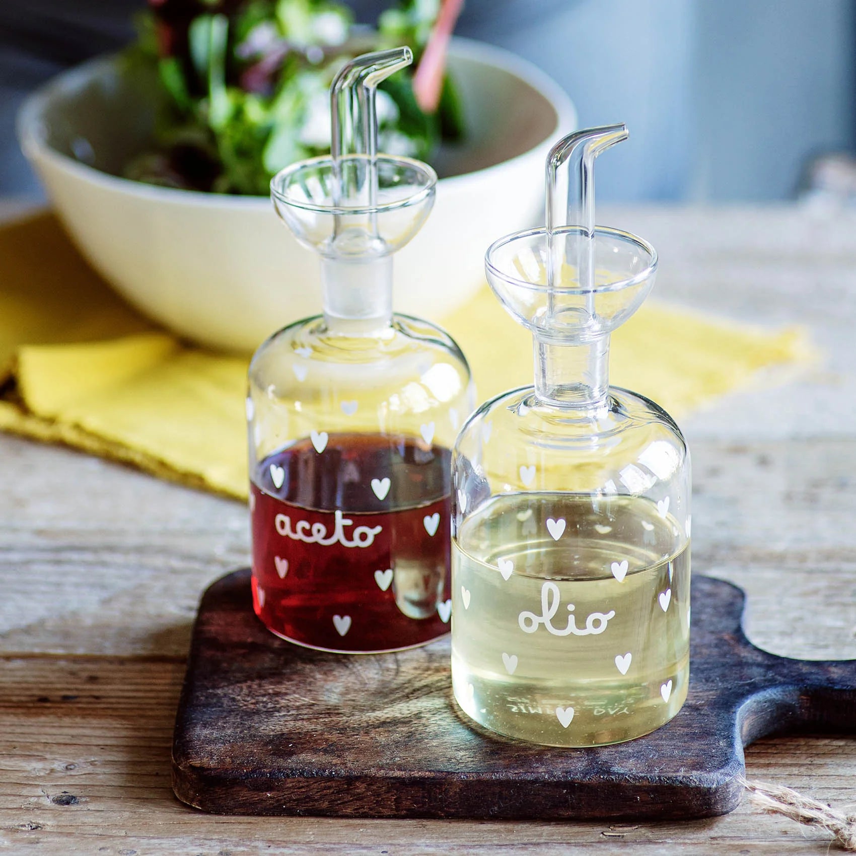 Set 2 Bottiglie Olio - Aceto Cuori 2x250ml