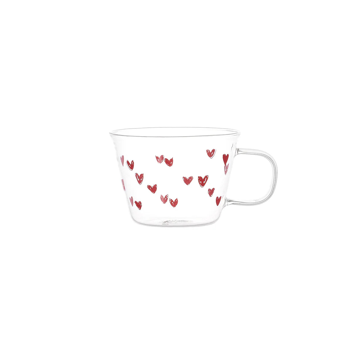 Tazza CUORICINI ROSSI in vetro borosilicato