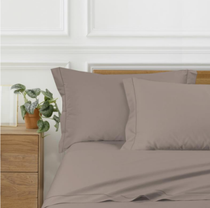 COMPLETO LETTO matrimoniale in RASO di cotone - TAUPE personalizzabile