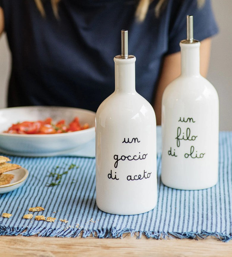 Bottiglia Un filo d'Olio - Un goccio di aceto (vendute singolarmente) in gres