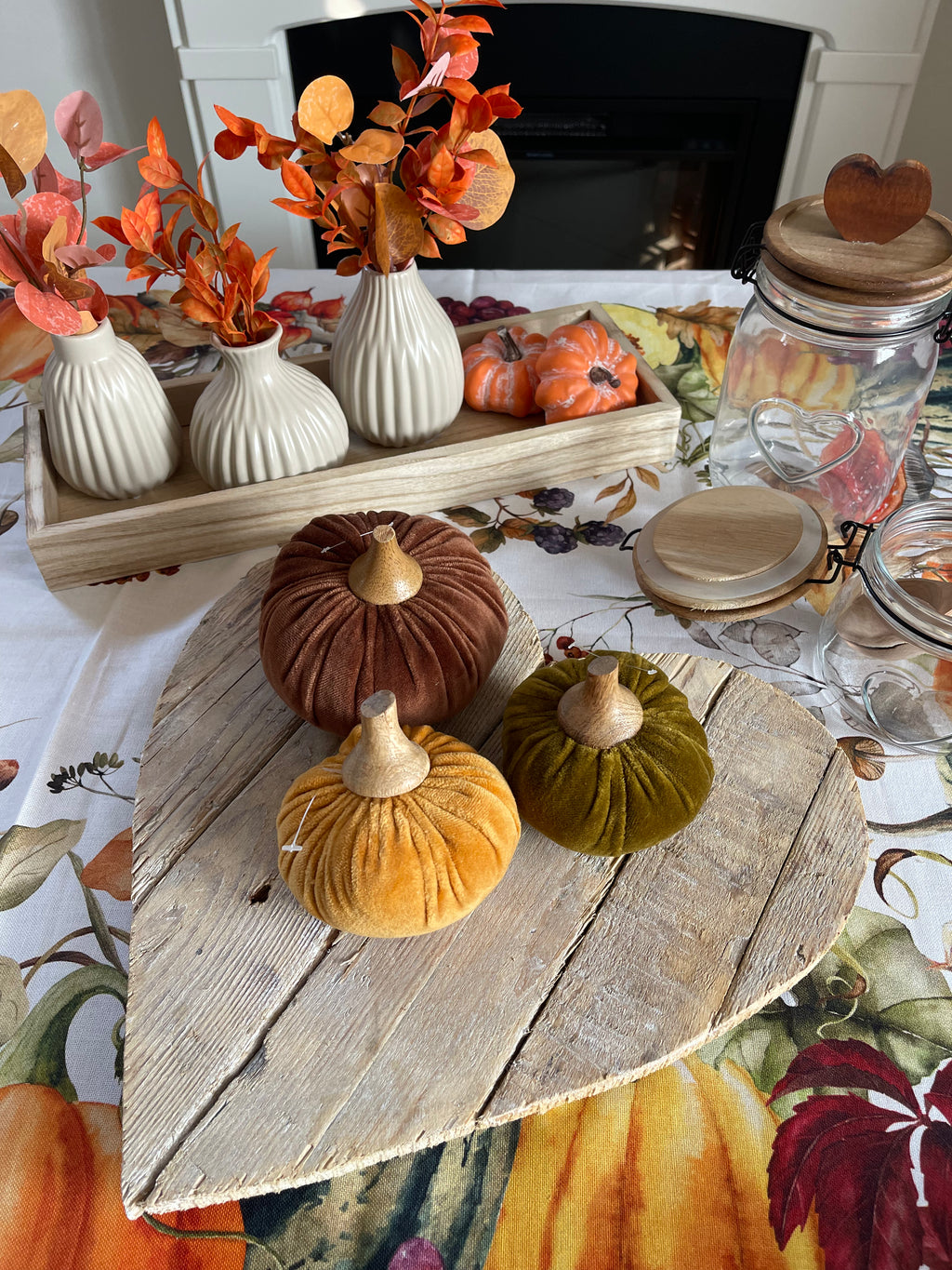 Decorazione ZUCCA VERDE in velluto - 2 misure