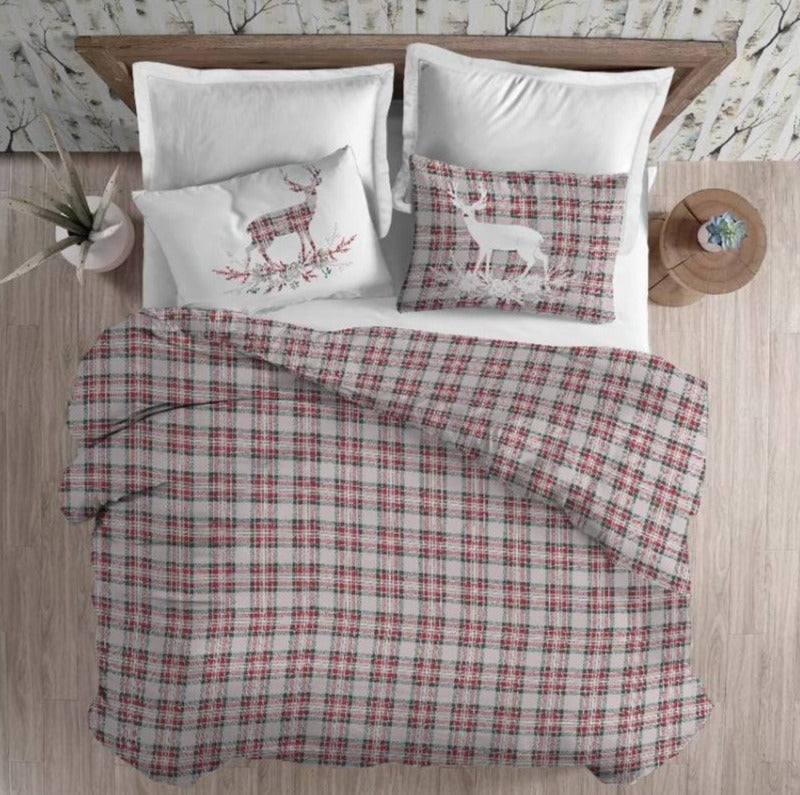 Parure Copripiumino TARTAN CERVO in CALDO COTONE