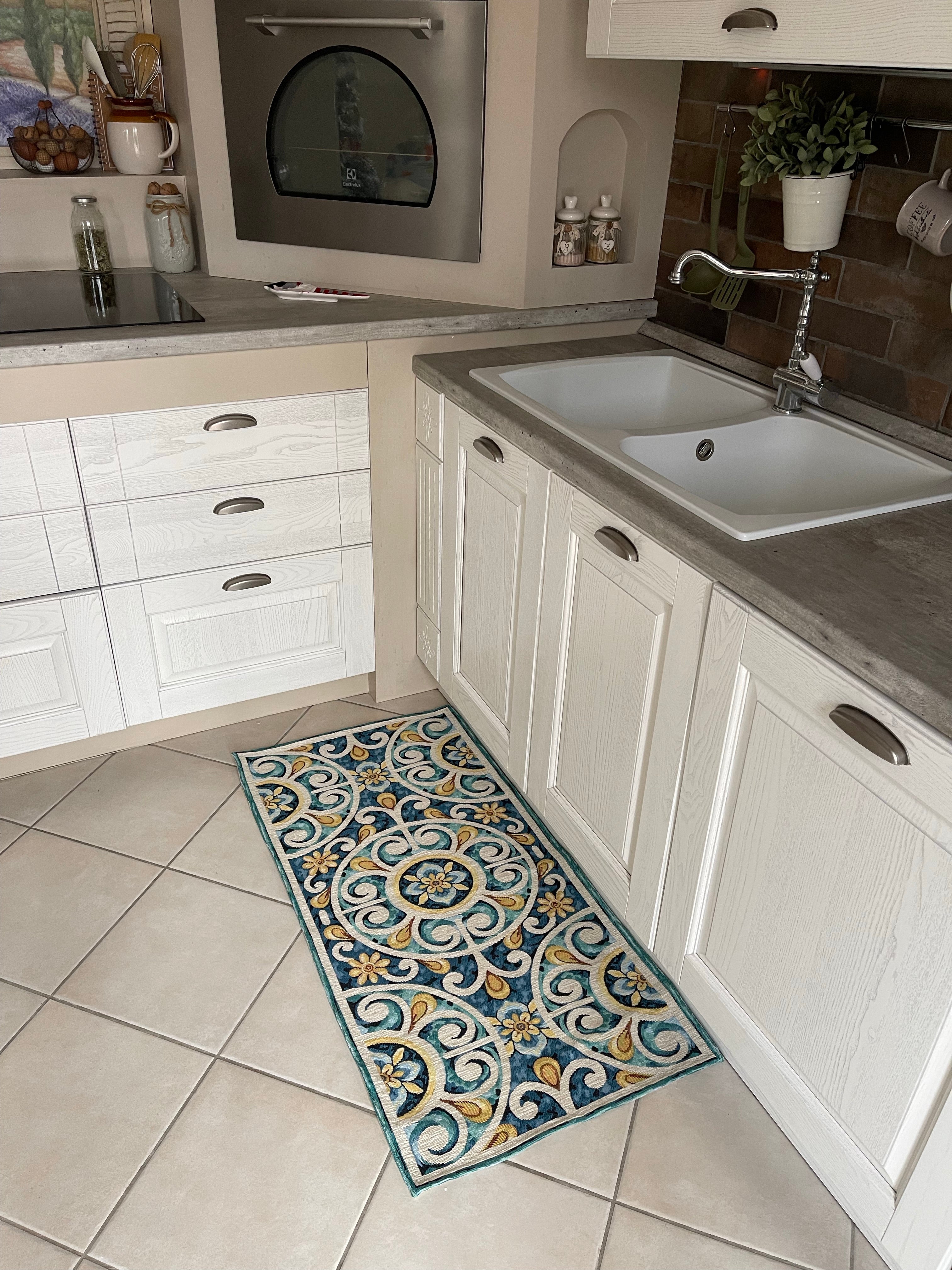 ULTIMI! Tappeto passatoia ANDALUSIA azzurro