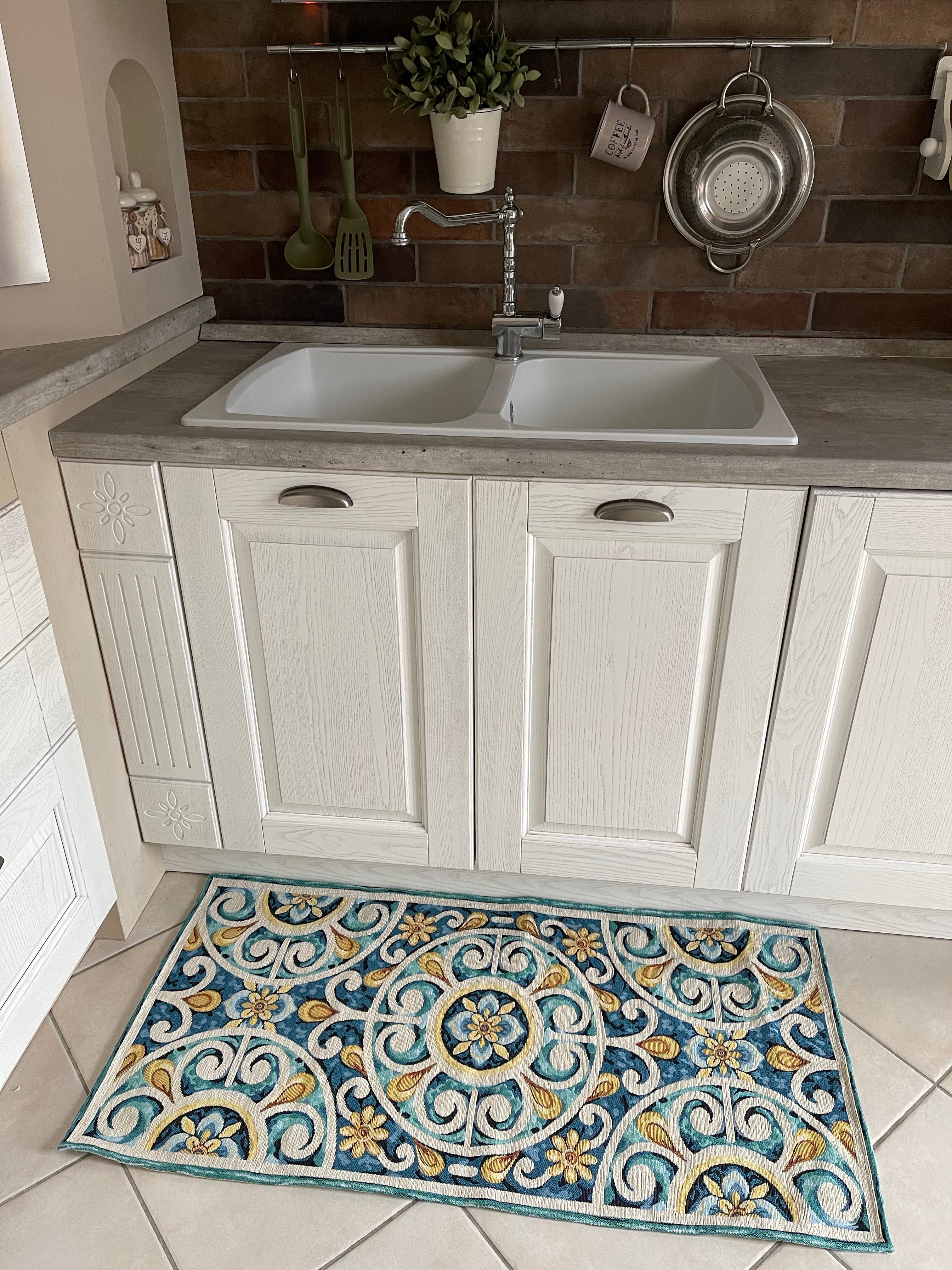 ULTIMI! Tappeto passatoia ANDALUSIA azzurro