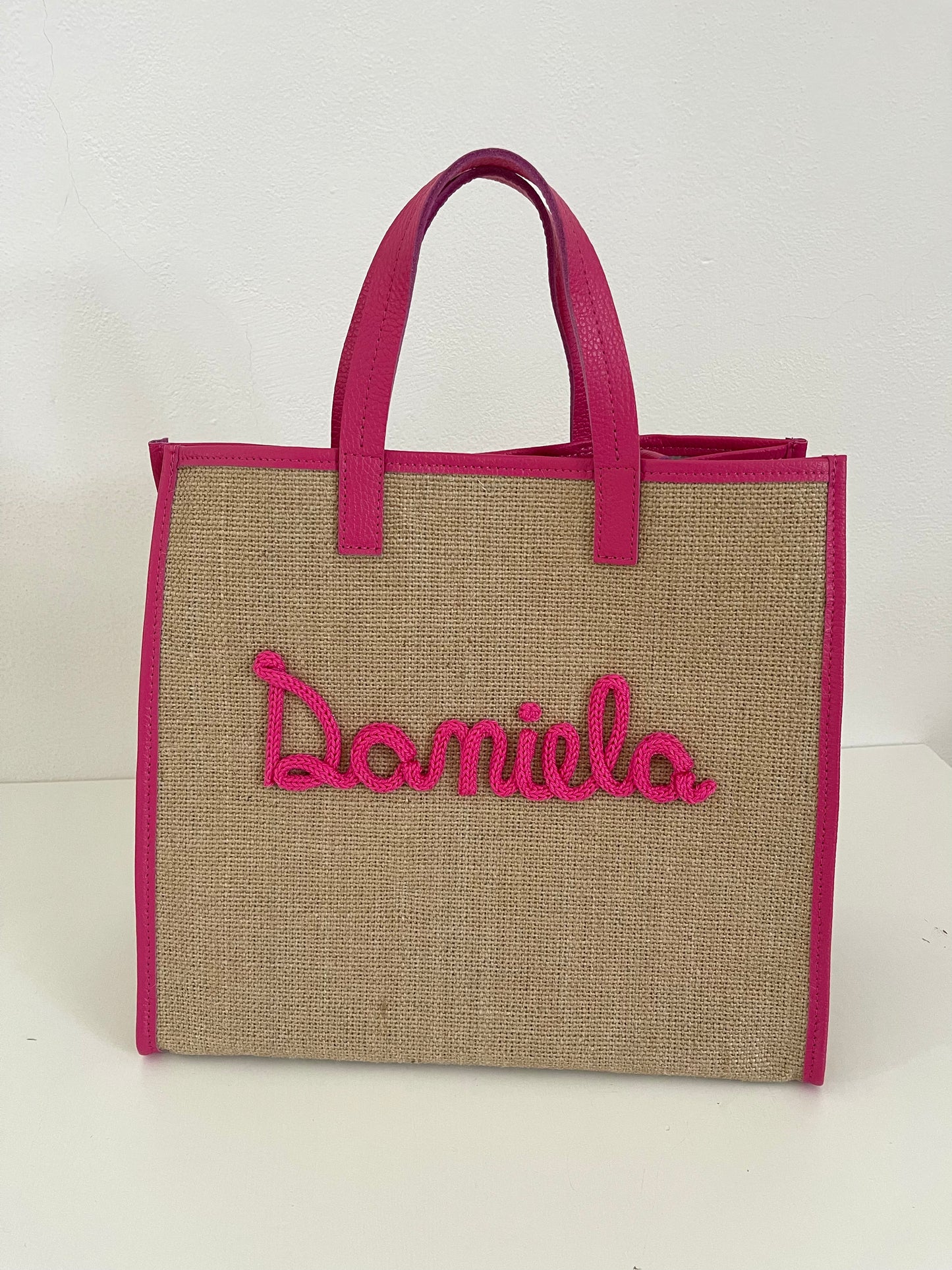 LAYLA BAG in juta e vera pelle - PERSONALIZZABILE