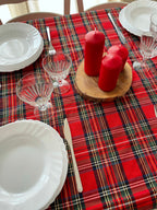 Tovaglia TARTAN con fili di lurex oro ✨ 6 persone