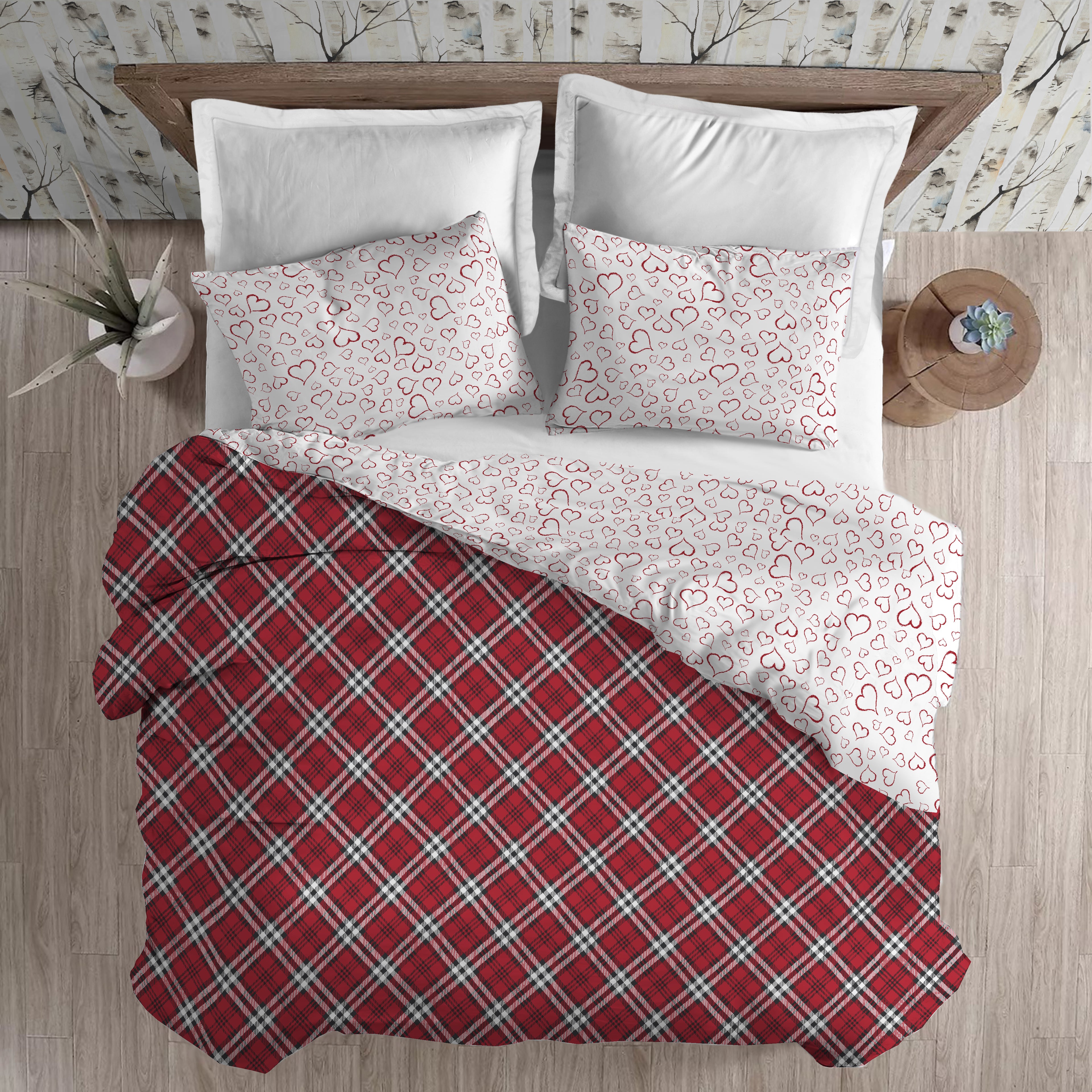 Parure Copripiumino double face SCOTTY E CUORI