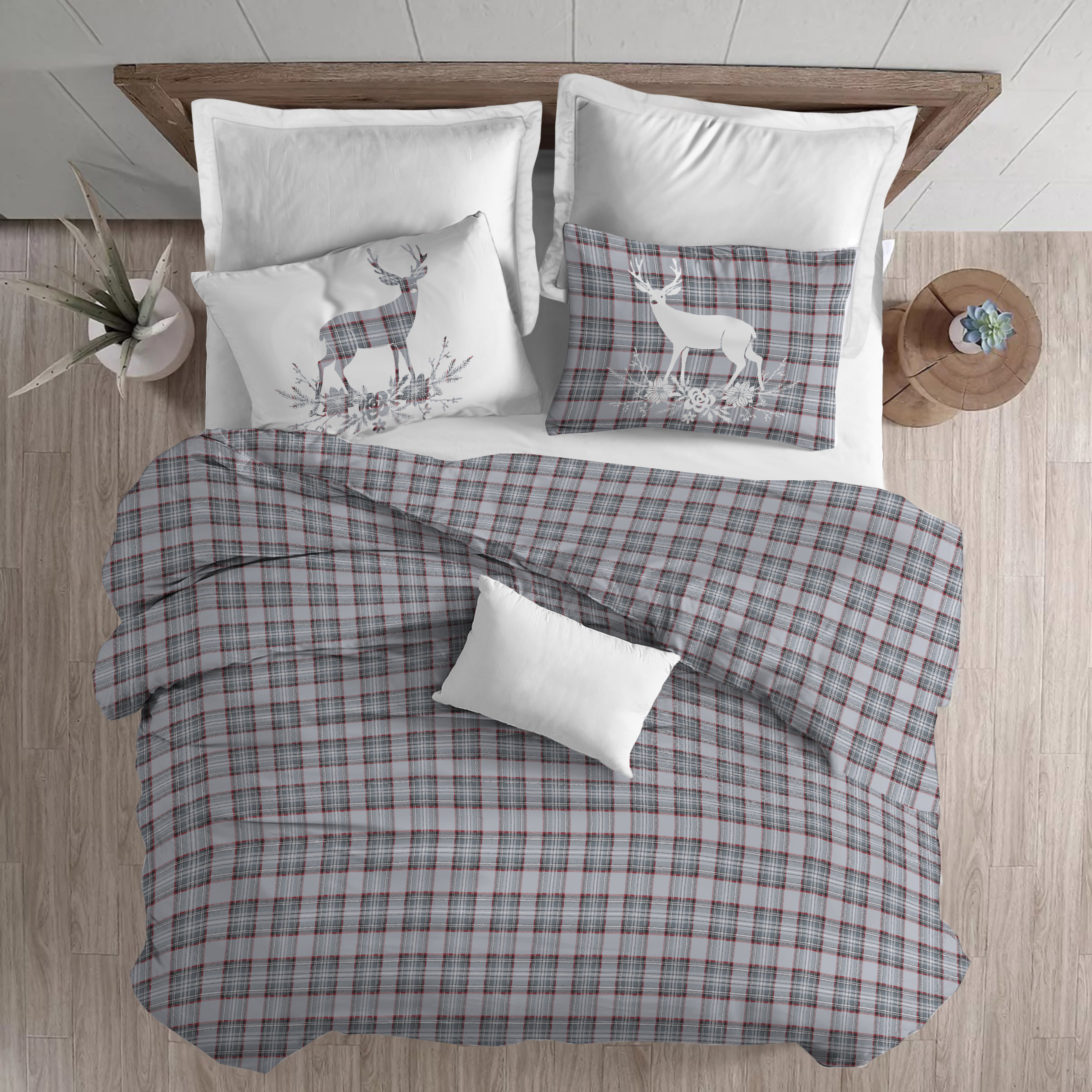 Parure Copripiumino TARTAN CERVO in CALDO COTONE